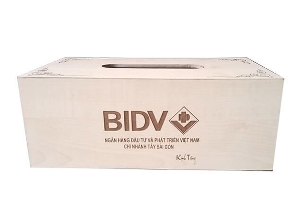 Mẫu in hộp đựng khăn giấy công ty BIDV