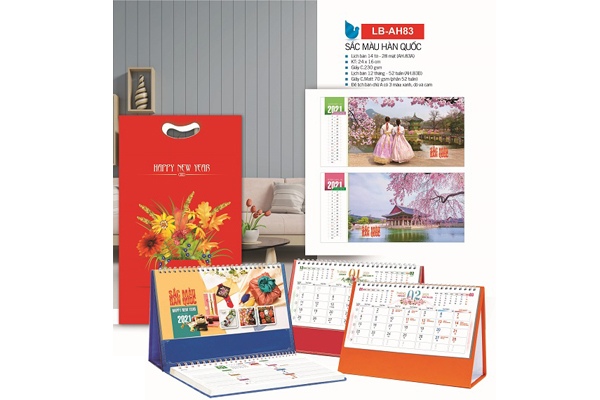 Mẫu lịch bàn gấp 3 phong cách Hàn Quốc