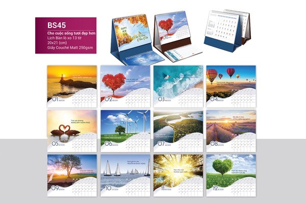 Mẫu lịch để bàn 2021- cho cuộc sống tươi đẹp hơn