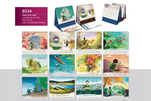 Mẫu lịch để bàn 2021 - Hành trình xanh