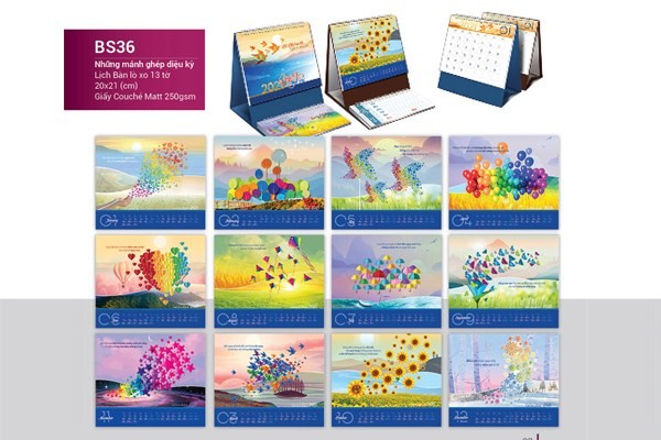 Mẫu lịch để bàn chữ A 2021 - Những mảnh ghép diệu kì