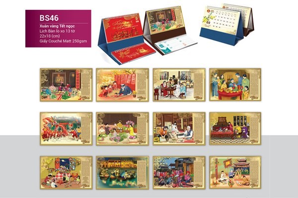 Mẫu lịch để bàn chữ A 2021 mới nhất - Xuân Vàng Tết Ngọc