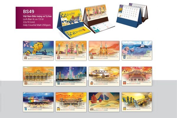 Mẫu in lịch để bàn chữ A 2021 - Việt Nam biểu tượng và tự hào