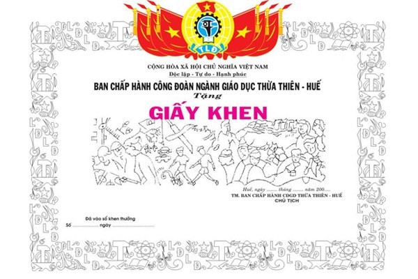 Mẫu giấy khen ban chấp hành công đoàn