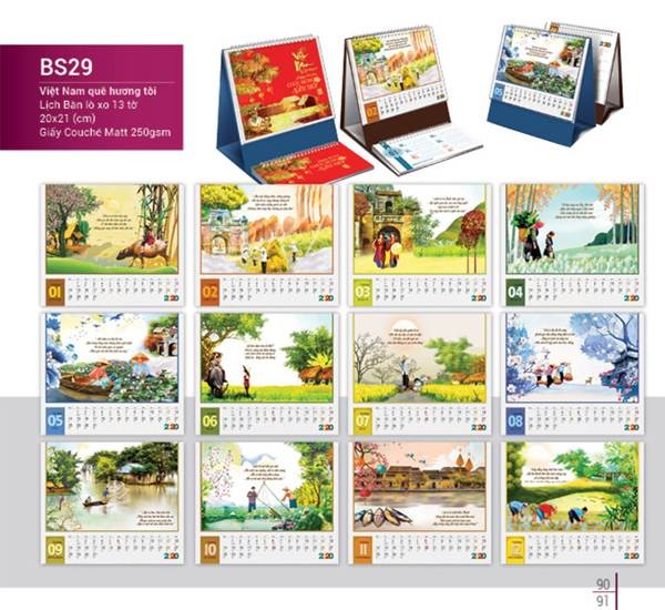 Mẫu lịch chữ a để bàn - Việt Nam quê hương tôi