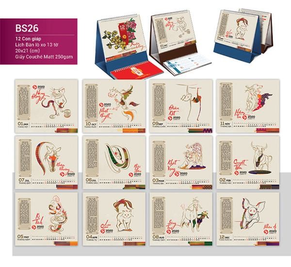 Lịch bàn 2020- 12 con giáp