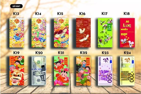 chất liệu giấy Kraft Nhật in bao lì xì