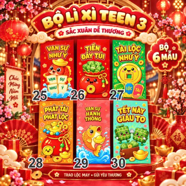Bao lì xì có sẵn 2027 đẹp – hợp xu hướng – chất lượng