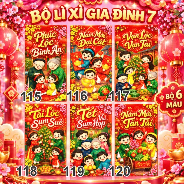 Đặt mua bao lì xì có sẵn chủ đề gia đình đẹp tại Hà Nội