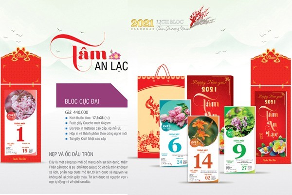In lịch bloc treo tường 2021