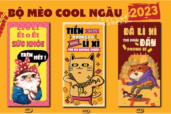 Mẫu in lì xì bộ Mèo Cool Ngầu 2023