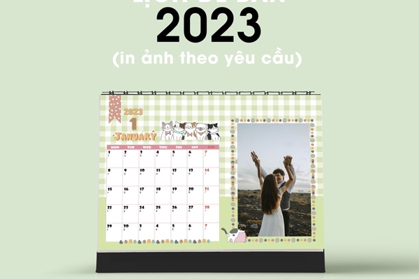 Mẫu lịch để bàn 2023 in hình cá nhân