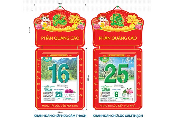 Bìa lịch bloc chữ Phúc và chữ Lộc