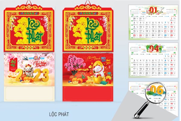 Mẫu lịch gắn bộ số 13 tờ 2023 - Lộc Phát