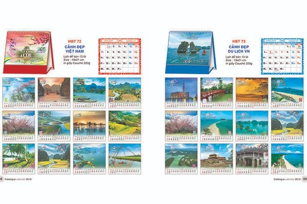 Mẫu lịch để bàn 2021 chữ M