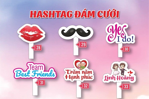 Mẫu hashtag đám cưới cầm tay đẹp