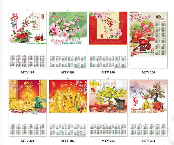 Mẫu lịch treo tường 1 tờ 2020