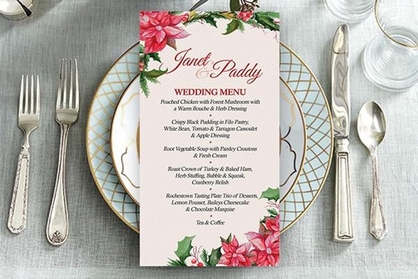 Mẫu menu nhà hàng tiệc cưới