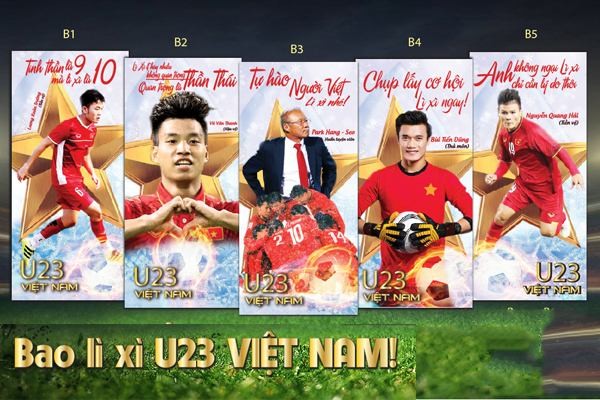 Mẫu bao lì xì 2021 đội tuyển U23 Việt Nam