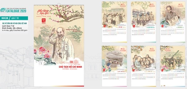 Lịch lò xo 7 tờ - Bác Hồ sống mãi với non sông Việt Nam